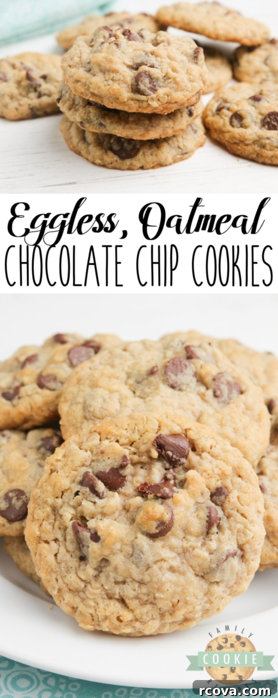 Irresistible Eggless Oatmeal Chocolate Chip Cookies 10 A collage of delicious Eggless Oatmeal Chocolate Chip Cookies, highlighting their soft texture and perfect consistency, a testament to the best eggless cookie recipe.