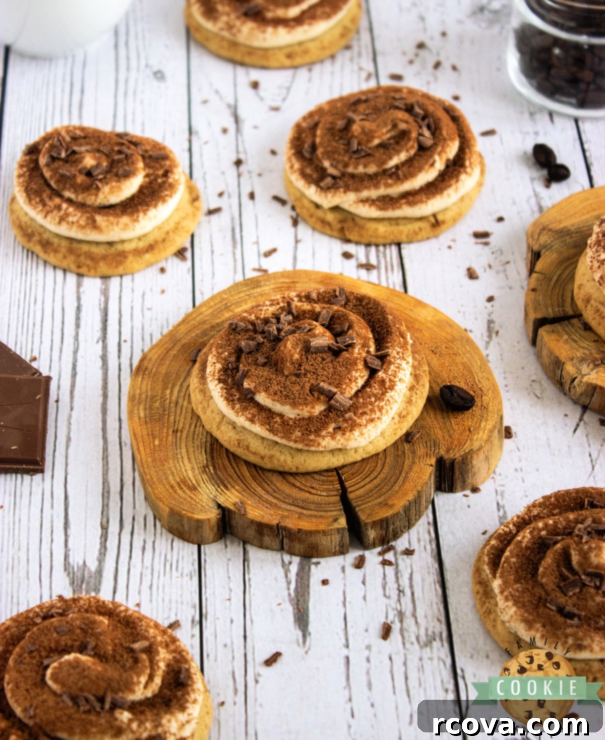 Pillowy Tiramisu Delights 11 Add a dusting of cocoa powder and grated chocolate on top of the frosted cookies for the classic tiramisu look.