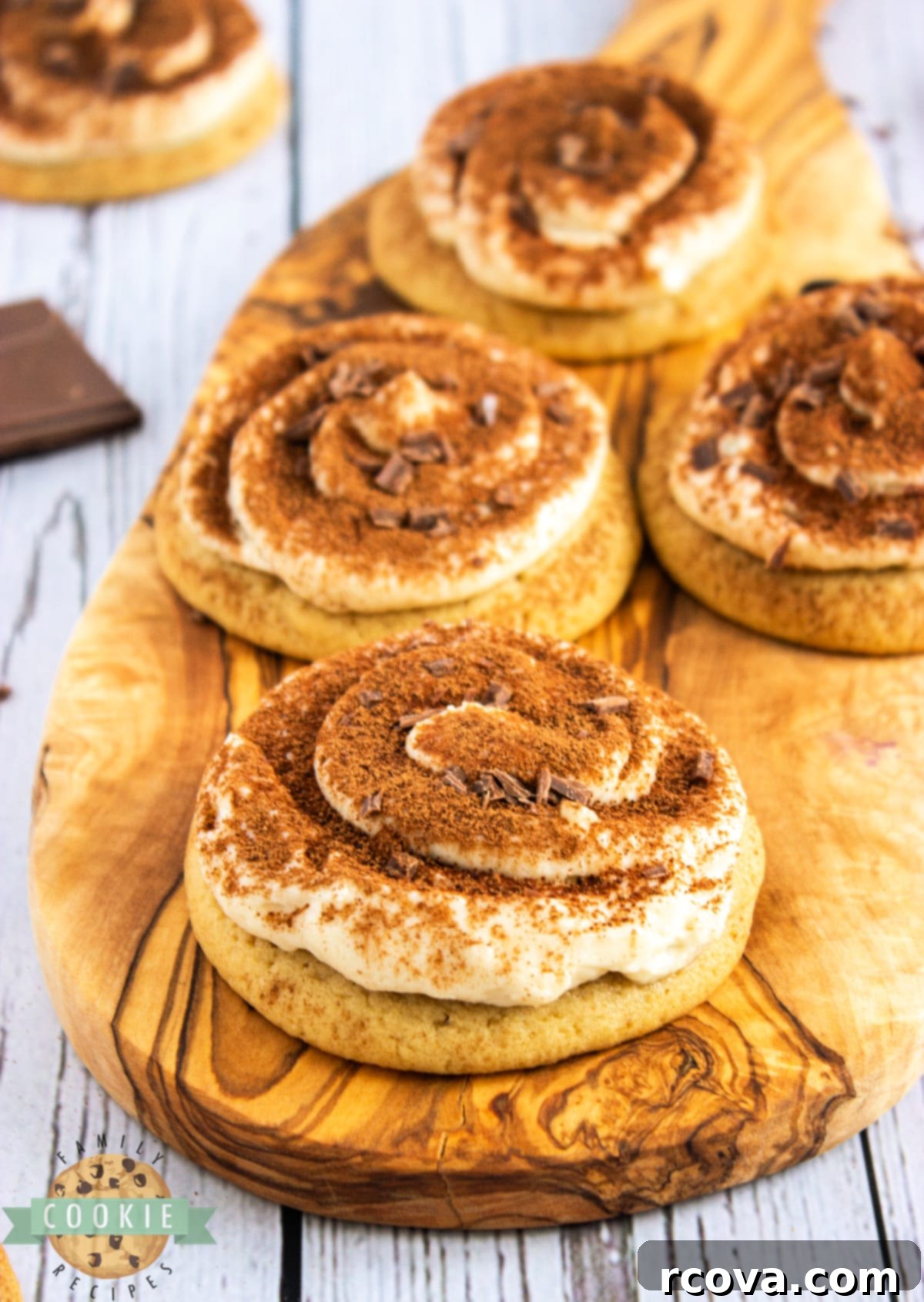 Pillowy Tiramisu Delights 13 Soft Tiramisu Cookies are thick, chewy coffee cookies topped with a creamy mascarpone frosting and dusted with cocoa powder. Soft cookies that taste like your favorite Italian dessert!