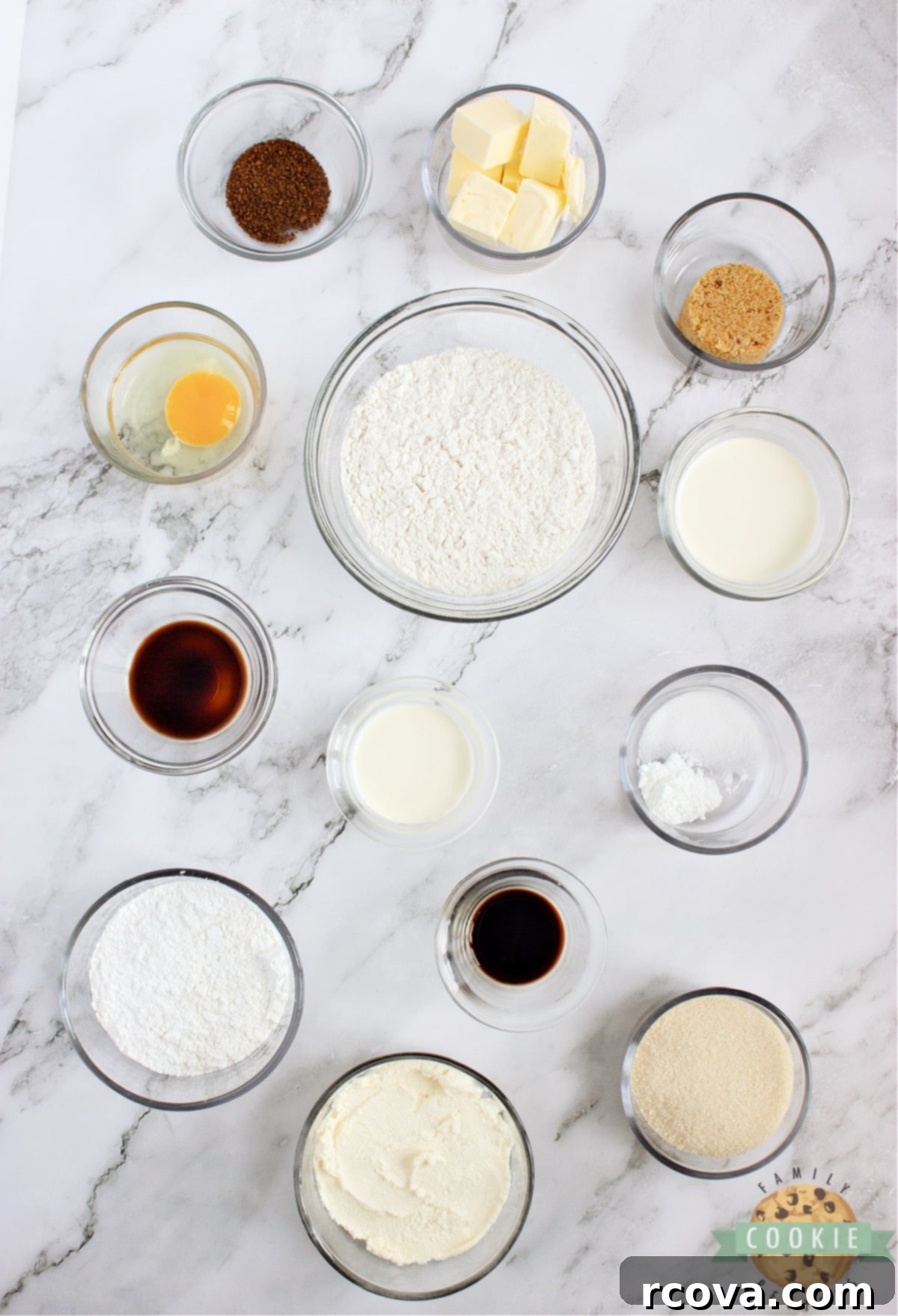 Pillowy Tiramisu Delights 4 Ingredients for Soft Tiramisu Cookies laid out on a surface.