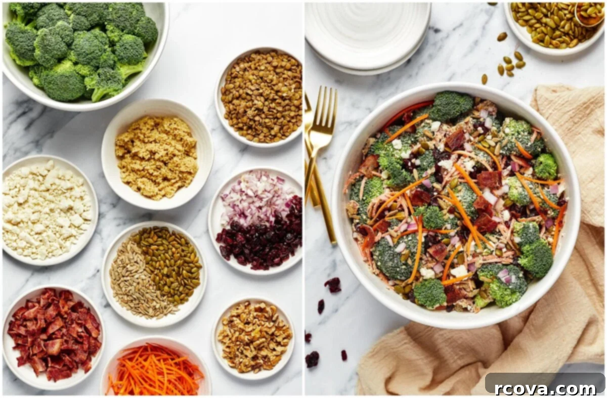 Protein-Packed Broccoli Salad for Smart Meal Prep 4 Close-up of High Protein Broccoli Salad ingredients