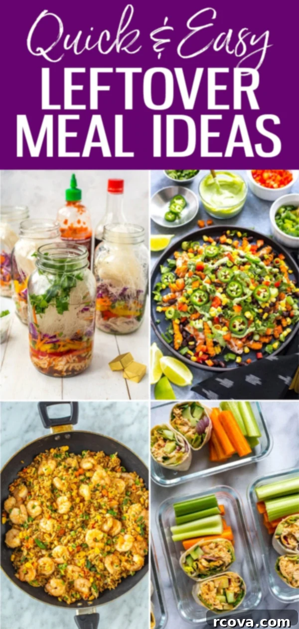 Reinvent Your Leftovers 30 Transform your fridge leftovers into delicious new meals with these creative ideas for chicken, steak, rice, taco meat, and veggies! #leftovers #easyrecipes #foodwaste