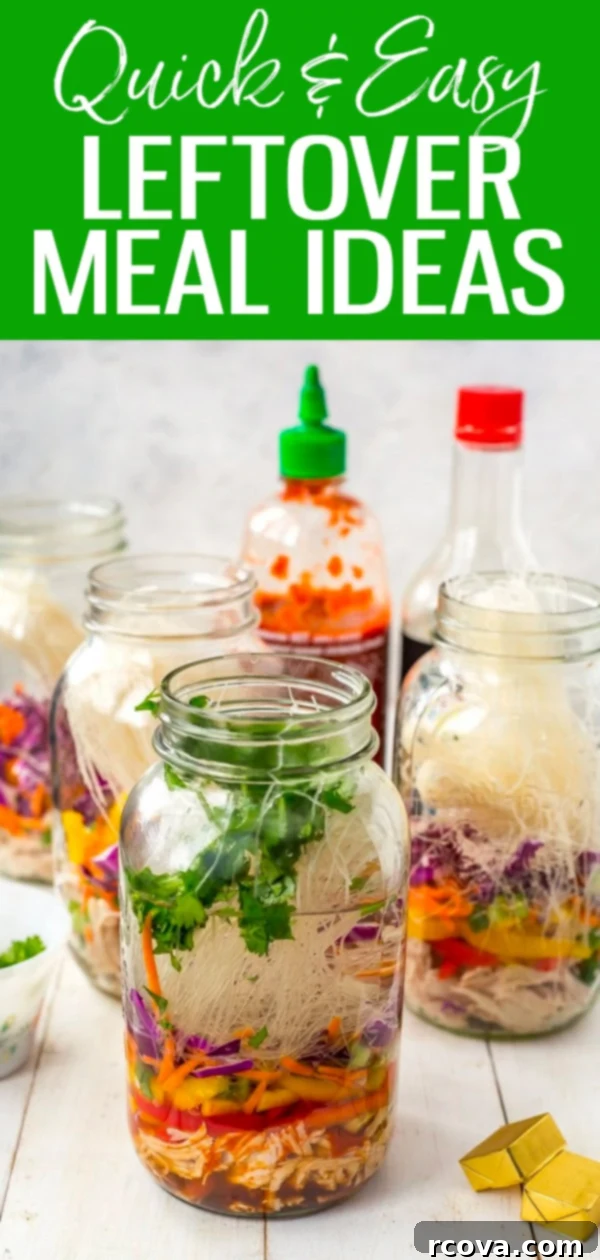 Reinvent Your Leftovers 31 Smart leftover meal solutions: use up extra chicken, steak, rice, taco meat and vegetables with these simple and delicious recipes! #leftovers #easyrecipes