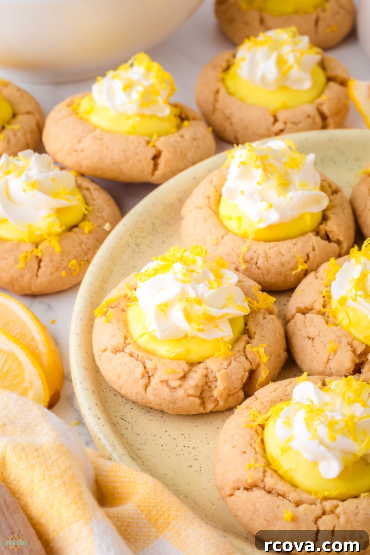 Sunshine Lemon Pie Cookies 3 lemon pie cookies artfully arranged on a white plate, ready to be enjoyed