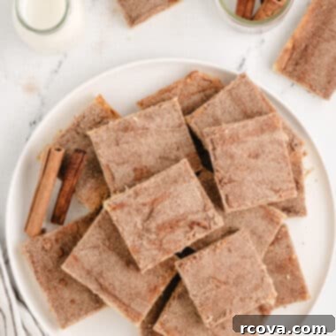 Irresistible Snickerdoodle Cookie Bars 14 Delicious Snickerdoodle Cookie Bars, freshly baked and topped with cinnamon sugar.