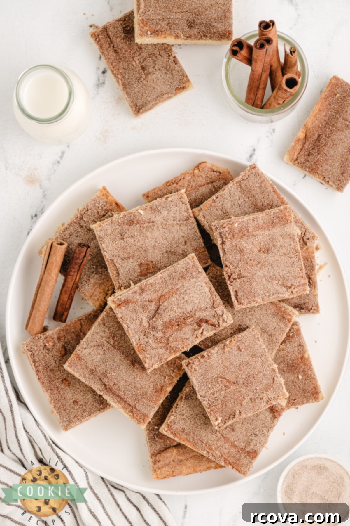 Irresistible Snickerdoodle Cookie Bars 3 Snickerdoodle Cookie Bars are soft, delicious, and packed with that cinnamon flavor we all love! This simple Snickerdoodle recipe is made in a sheet pan and can be easily sliced and served.