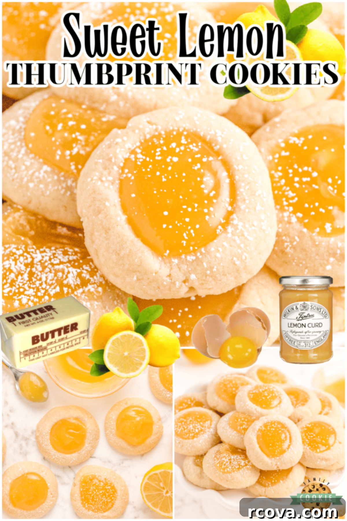 Zesty Lemon Thumbprint Delights 3 Lemon thumbprint cookies made with buttery soft shortbread cookies & filled with creamy lemon curd for a perfectly sweet & tart dessert with bright lemon flavor.