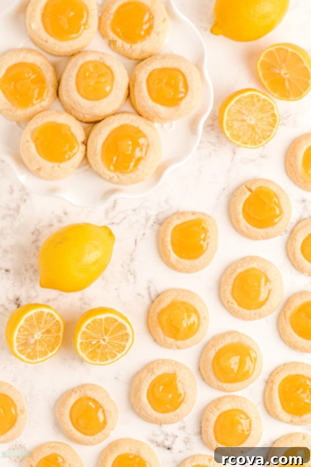 Zesty Lemon Thumbprint Delights 10 Lemon Thumbprint Cookies recipe, a close up of a single cookie ready to be eaten.