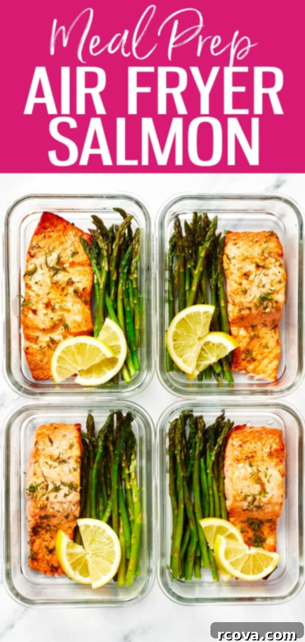 30-Minute Air Fryer Salmon 11 This Air Fryer Salmon is ready in 30 minutes - you'll love the delicious lemon garlic marinade! Pair it with some veggies for easy meal prep. #airfryer #salmon