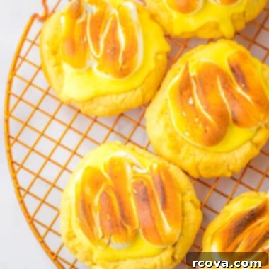 Lemon Meringue Pie Delights 4 lemon meringue pie cookies on a cooling rack