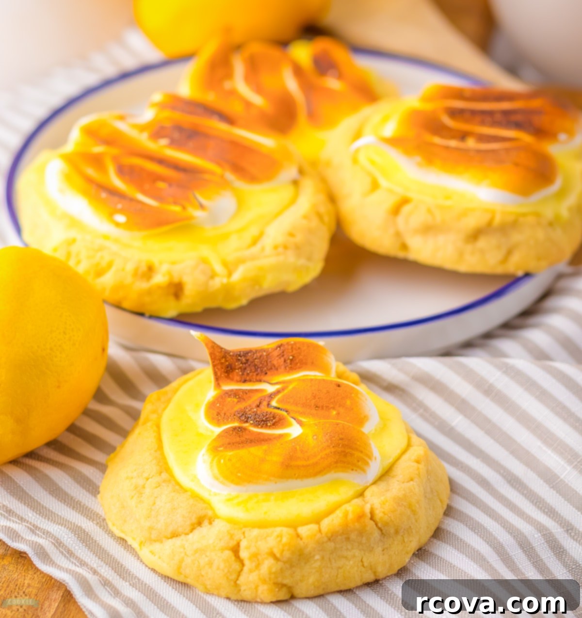 Lemon Meringue Pie Delights 5 lemon meringue pie cookies on a plate