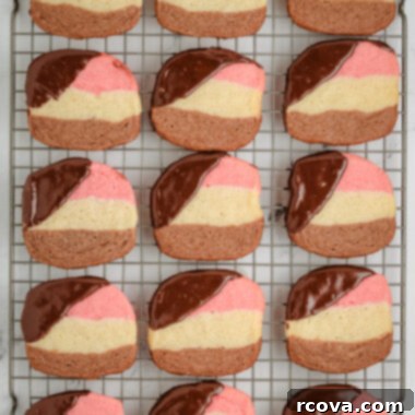 Marbled Chocolate Neapolitan Cookies 5 slice and bake layered neapolitan cookies