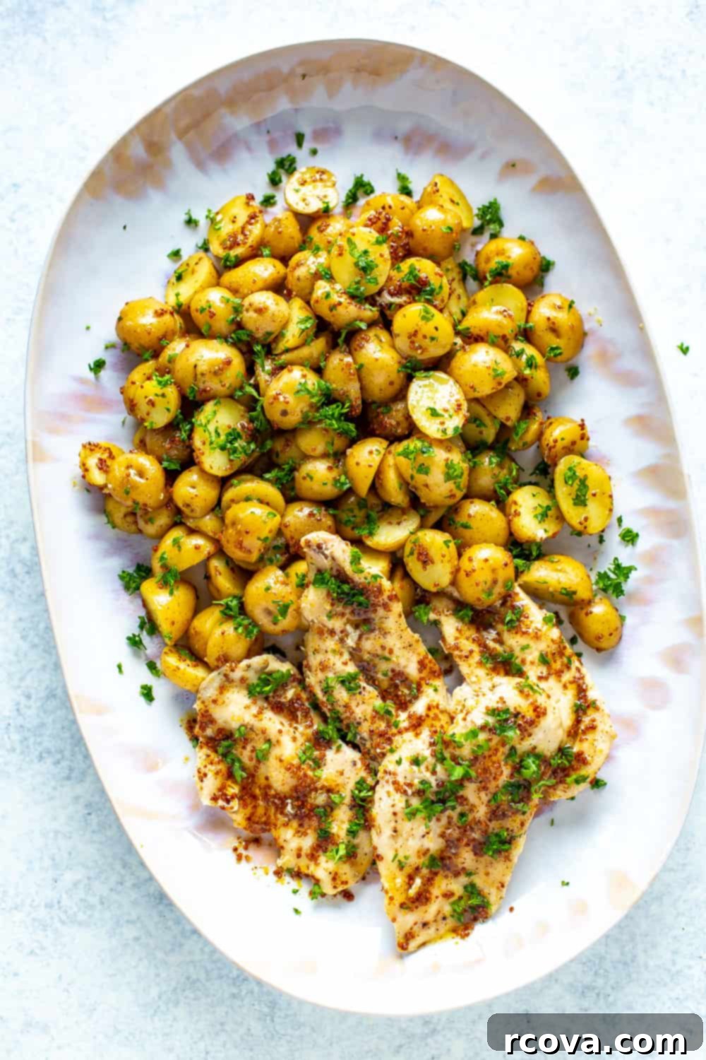 Healthy 5-Ingredient Meals for Breakfast Lunch and Dinner 24 A hearty serving of Instant Pot Chicken and Potatoes, perfectly cooked and coated in a savory sauce, promising a quick and fulfilling meal.