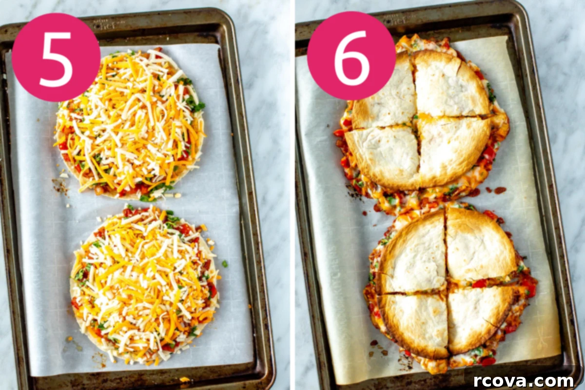 Your New Favorite Chicken Quesadilla 7 Collage of chicken quesadilla step 5 & 6