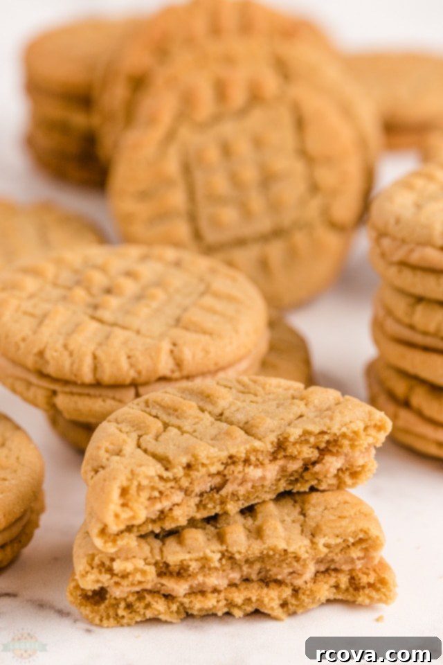 Peanut Butter Sandwich Cookies: A Crispy Twist 4 Ingredients for creamy Peanut Butter Sandwich Cookie filling