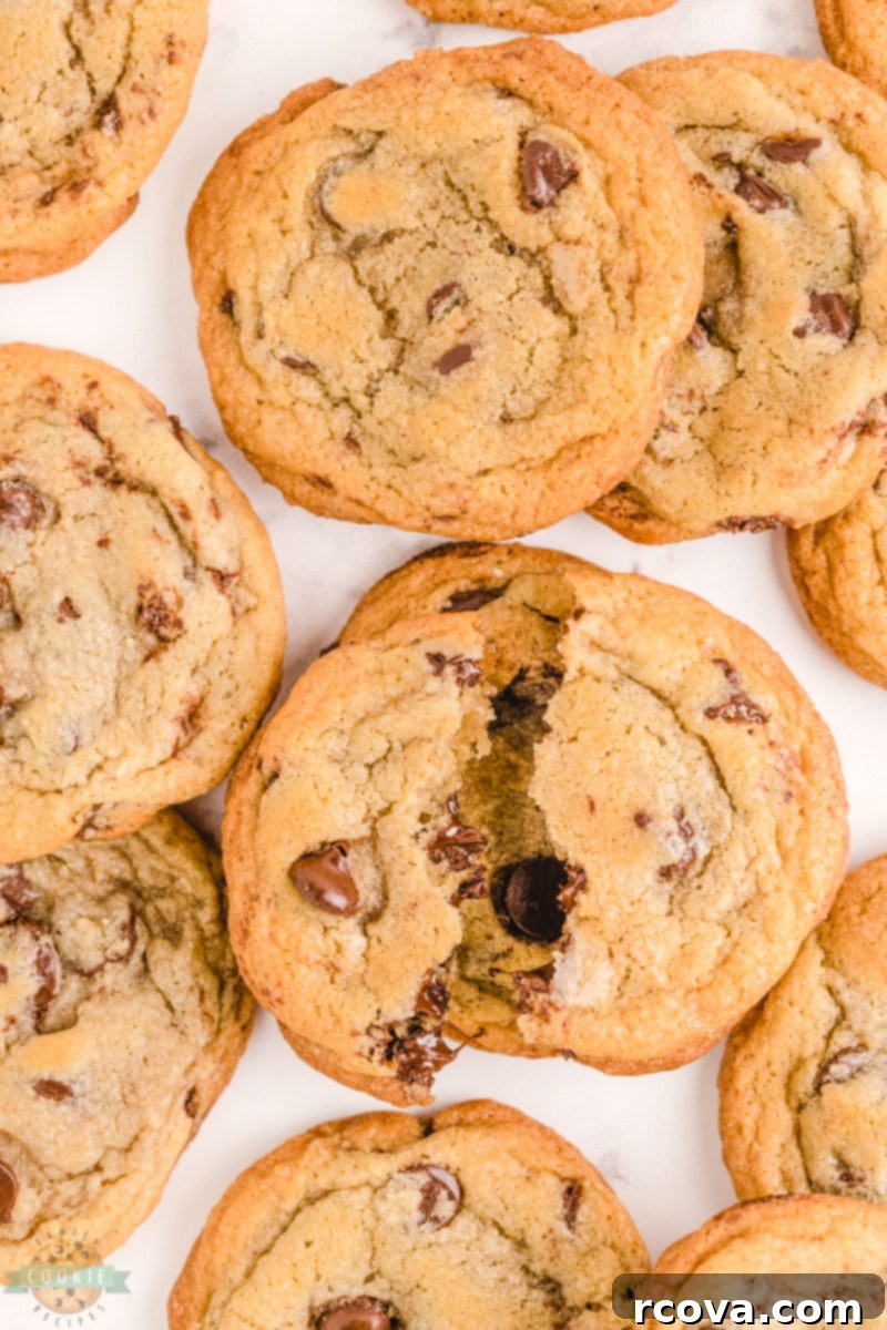 The Perfect Chocolate Chip Cookie: Nestle Toll House 3 Close-up of a stack of golden brown chocolate chip cookies