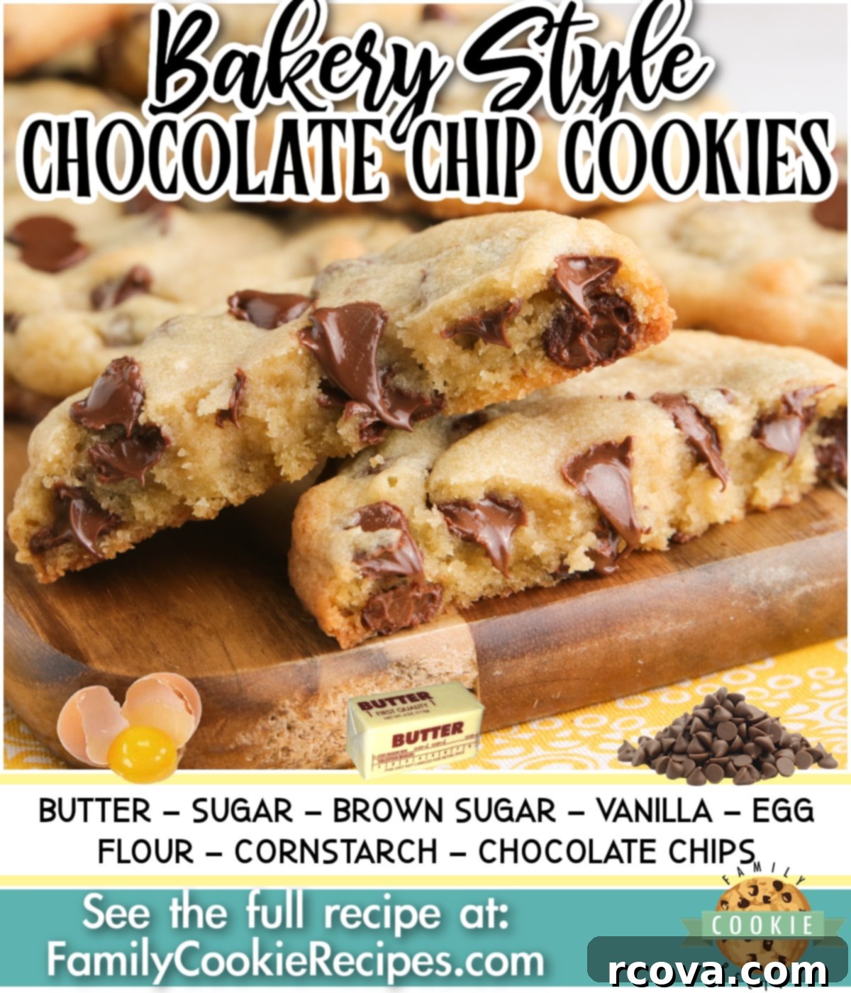 Ultimate Bakery Chocolate Chip Cookies 7 Collage of Bakery Style Chocolate Chip Cookies with crispy edges and soft centers