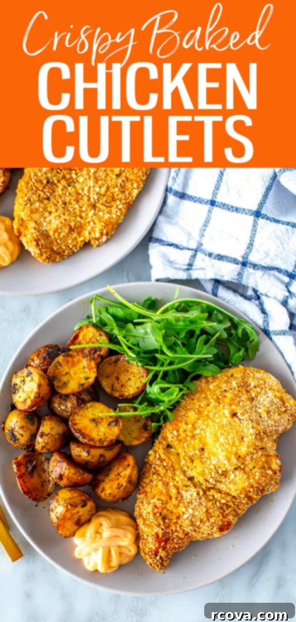 Crispy and Juicy Oven Baked Chicken Cutlets 10 These Chicken Cutlets are SO good - plus, they're made on a sheet pan for easy cleanup. Serve them with lemon dill potatoes for a tasty meal! #chickencutlets #breadedchicken