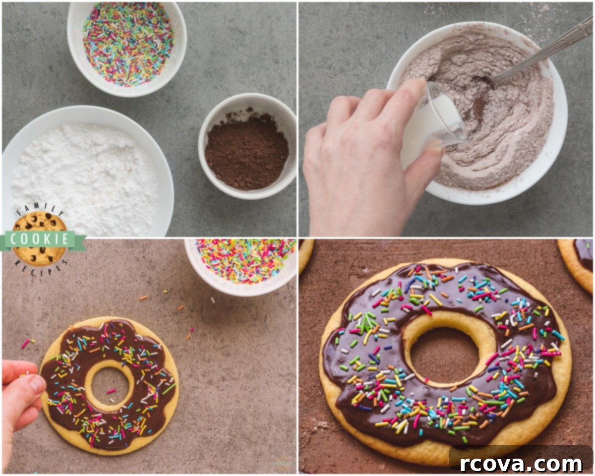 Donut Shop Chocolate Glazed Cookies 5 Step-by-step image showing how to make chocolate glazed donut cookies