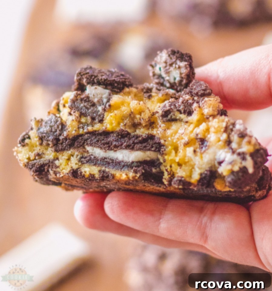 Oreo Surprise Cookies 2 Giant Oreo Stuffed Cookies on a cooling rack
