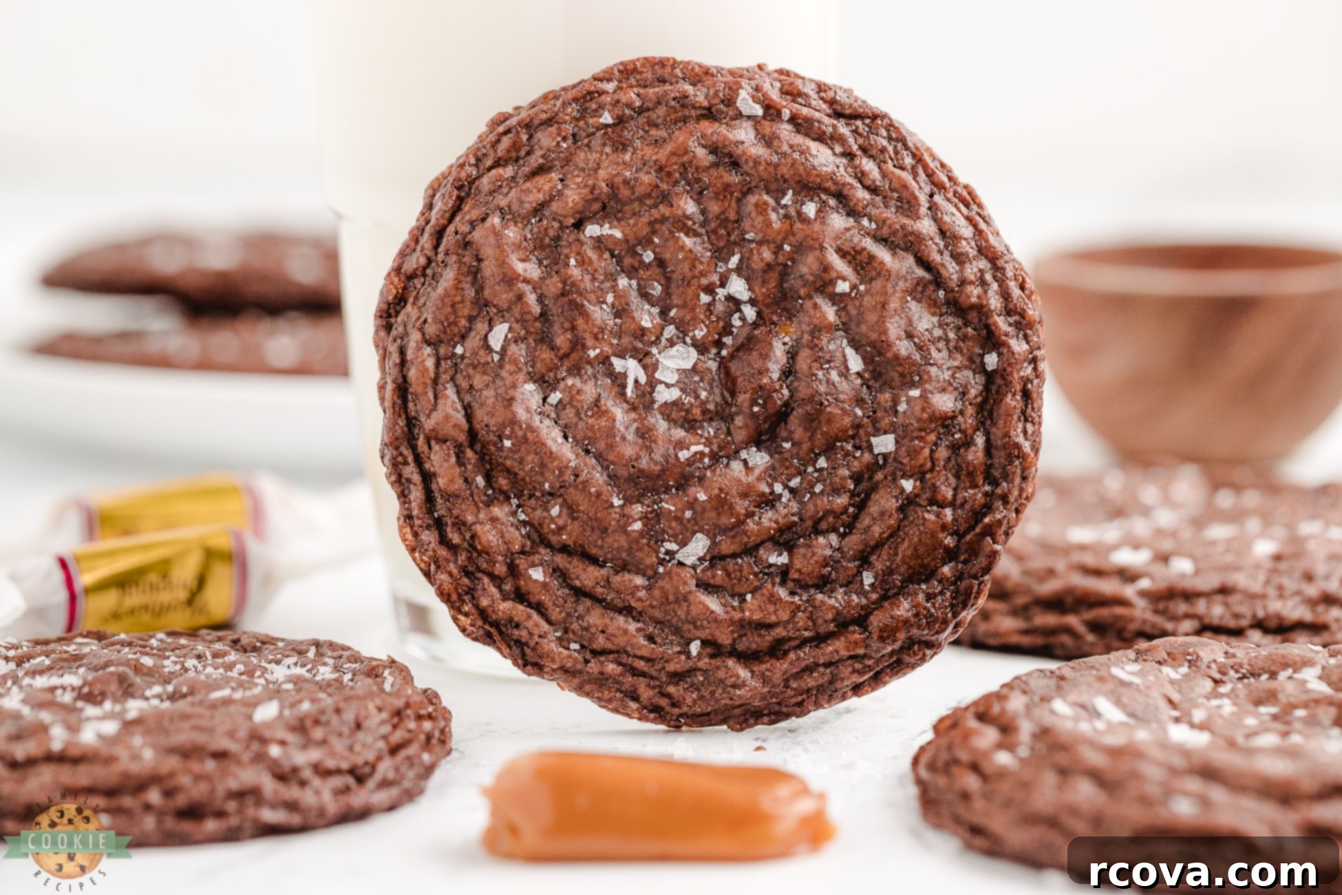 Fudgy Caramel Brownie Cookies 4 Close-up of brownie cookies stuffed with soft caramels, ready for baking