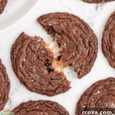 Fudgy Caramel Brownie Cookies 5 caramel stuffed brownie cookies