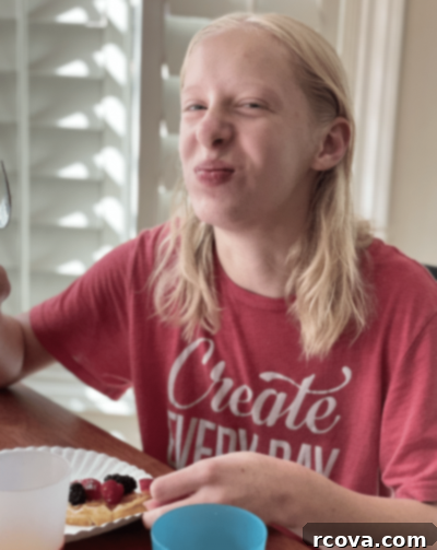 Fudgy Caramel Brownie Cookies 9 Smiling teenager with a waffle