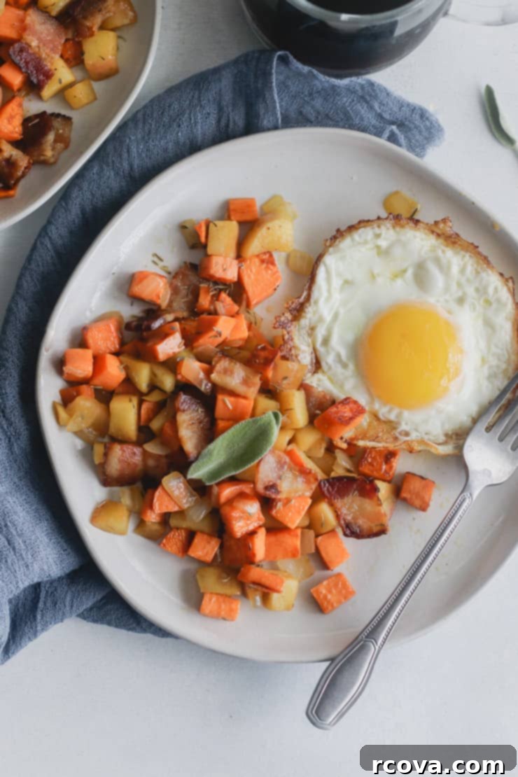 Autumnal Sweet Potato Hash with Bacon and Apples 2 Sweet Potato, Apple and Bacon Hash