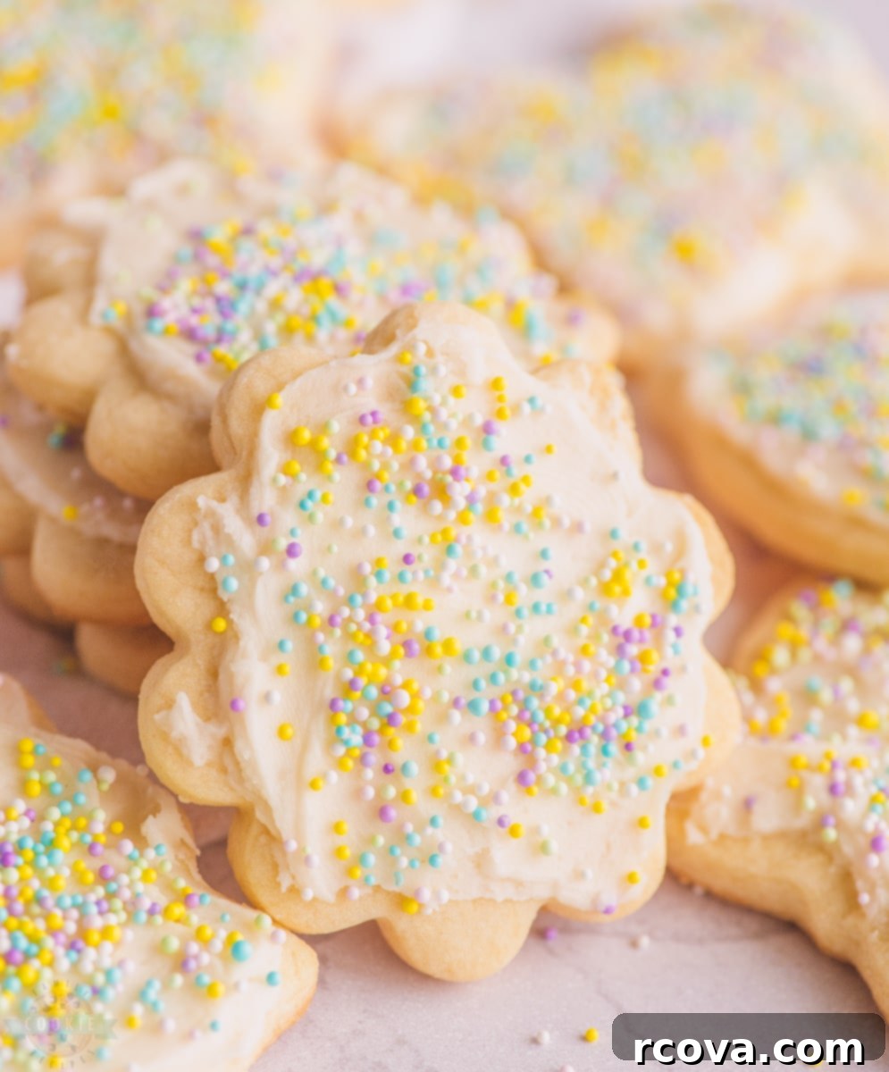 Classic Butter Sugar Cookies 7 A beautifully piped butter vanilla icing on a sugar cookie.