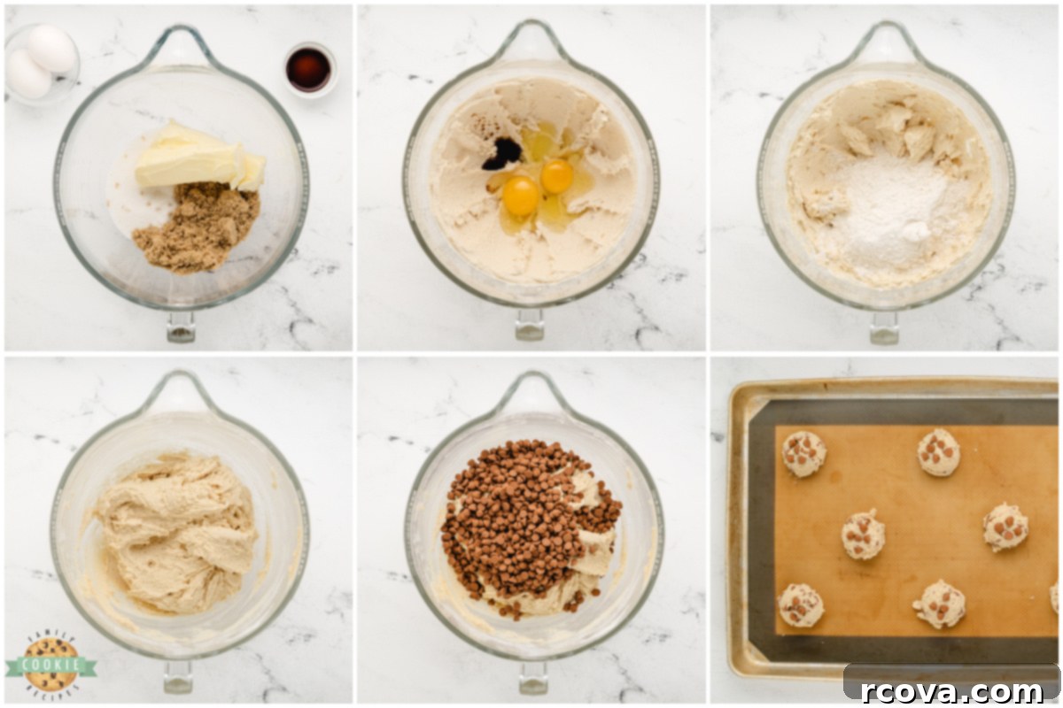 Frosted Cinnamon Chip Delights 5 Step-by-step visuals showing how to prepare Iced Cinnamon Chip Cookies.