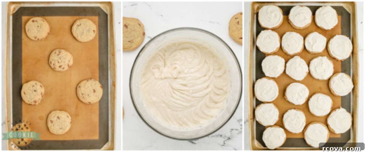 Frosted Cinnamon Chip Delights 6 Decorating Iced Cinnamon Chip Cookies with creamy vanilla frosting.