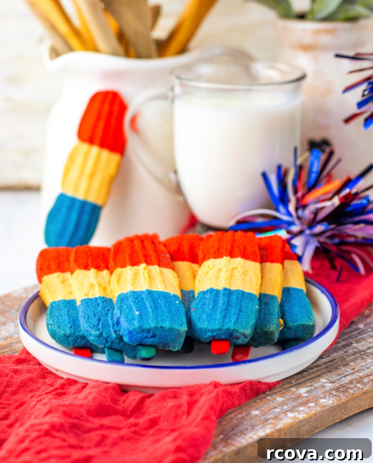 Firecracker Cookie Delights 7 These festive Bomb Pop Cookies are soft, colorful, and packed with classic cherry and berry flavors. Perfect for summer parties and 4th of July!