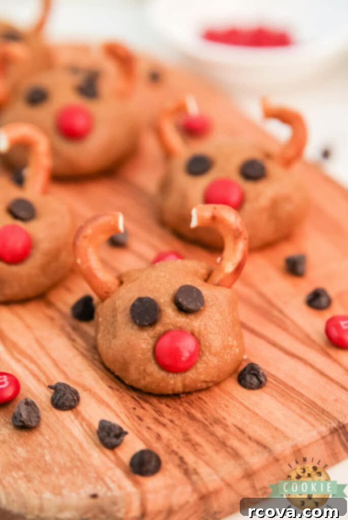 Effortless No-Bake Cookie Delights 36 Rudolph Cookie Butter Balls, festive no-bake treats for the holidays.