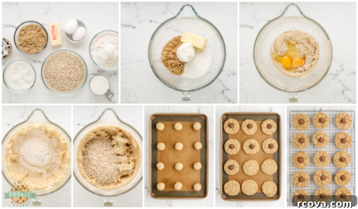 Chewy Oatmeal Kiss Cookies 4 Step by step instructions on how to make Oatmeal Kiss Cookies.