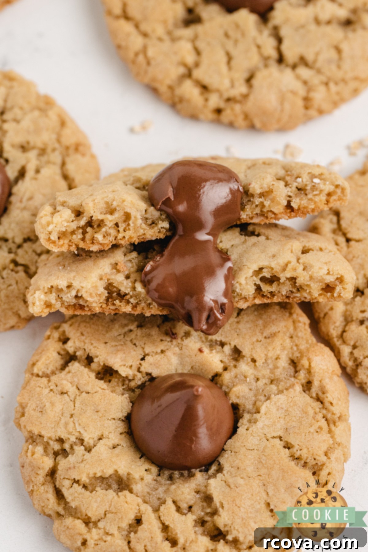Chewy Oatmeal Kiss Cookies 5 Oatmeal Kiss Cookies are soft, chewy, and topped with Hershey Kisses. A fun and easy treat that’s perfect for holidays or everyday baking.
