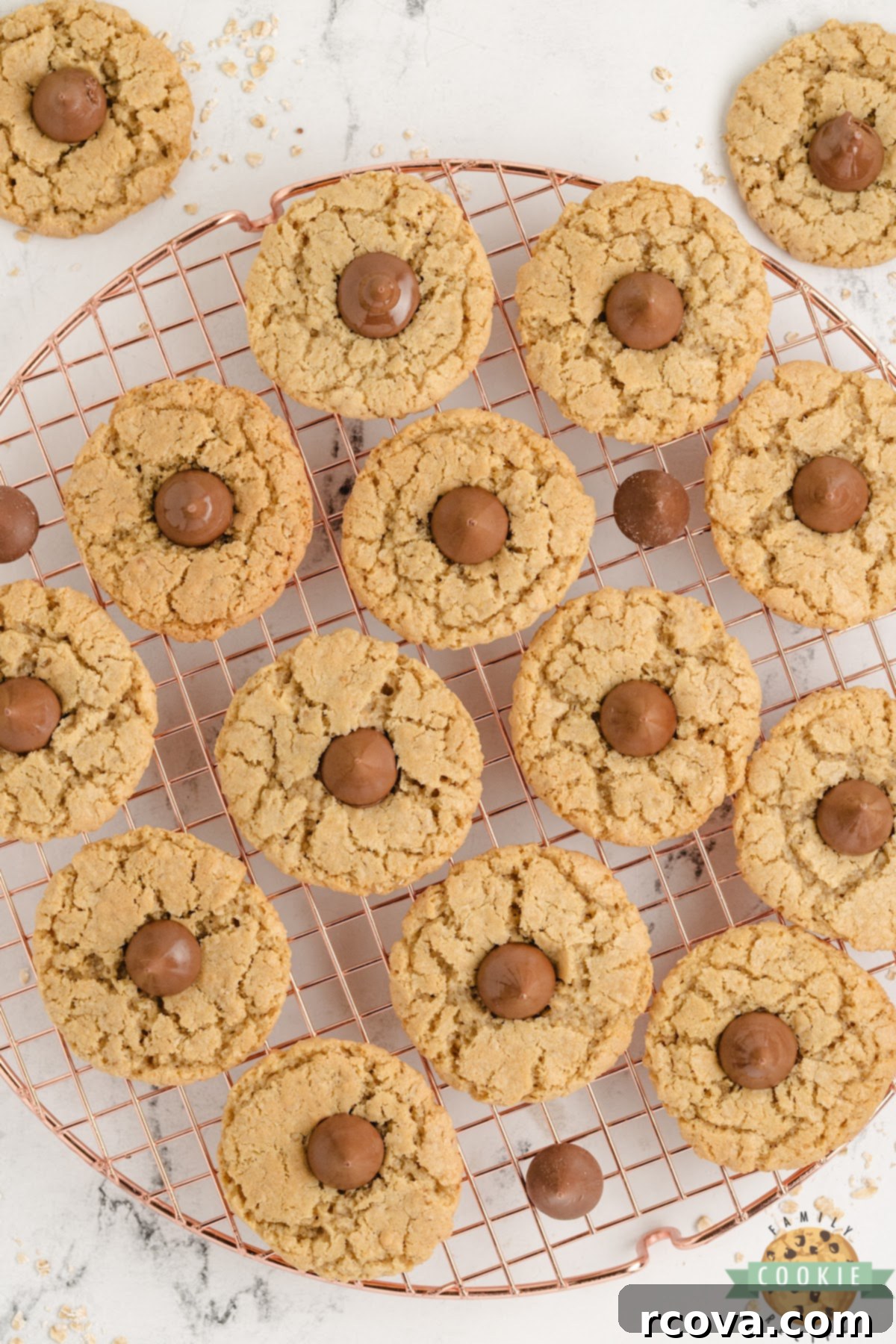 Chewy Oatmeal Kiss Cookies 8 Oatmeal Kiss Cookies are soft, chewy, and topped with Hershey Kisses. A fun and easy treat that’s perfect for holidays or everyday baking.