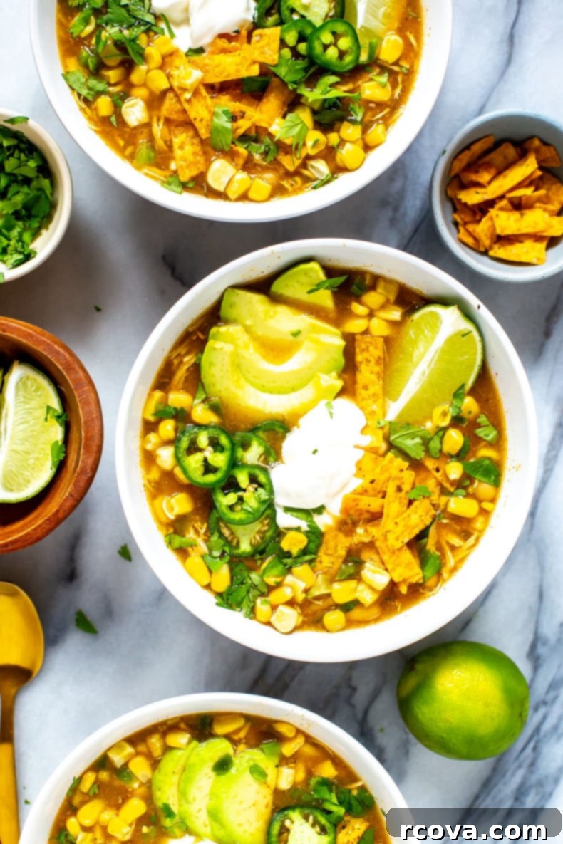 19 Wholesome and Flavorful Corn Creations 17 Crockpot White Chicken Chili, a comforting slow cooker meal with corn.
