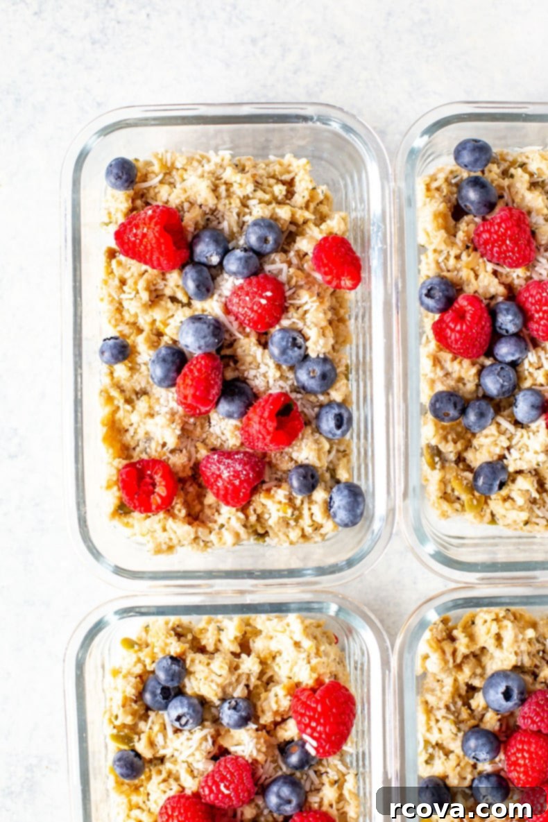 15 Power-Packed Protein Snacks 5 Bowl of high protein oatmeal topped with berries and nuts, ready for meal prep.