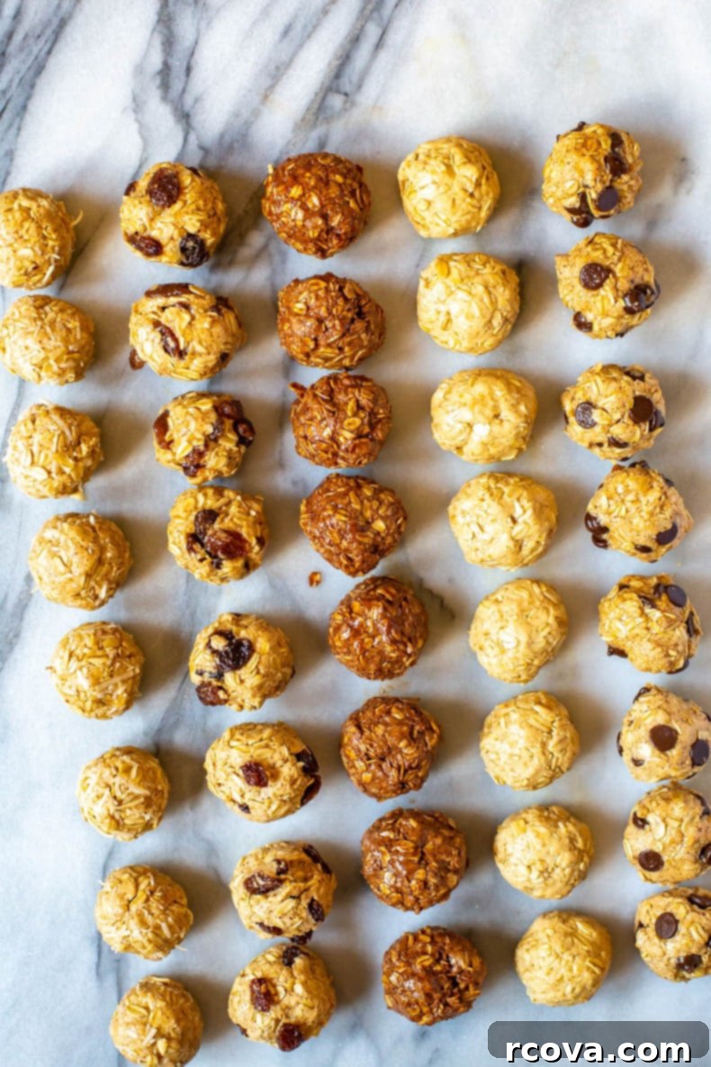 15 Power-Packed Protein Snacks 9 Assortment of five different protein balls, perfect for meal prepping healthy snacks.