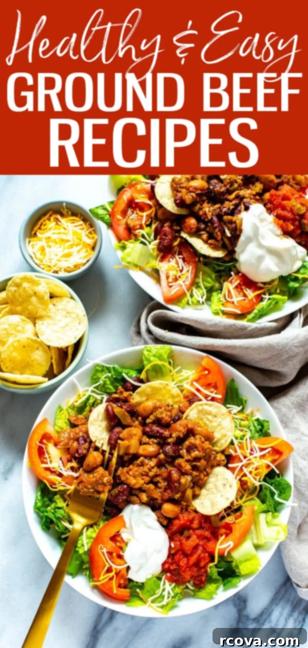 28 Wholesome and Simple Ground Beef Meals 34 These Healthy & Easy Ground Beef Recipes make tasty dinners or quick meal prep lunches! Try burgers, meatballs, or low carb options. #healthyrecipes #groundbeef
