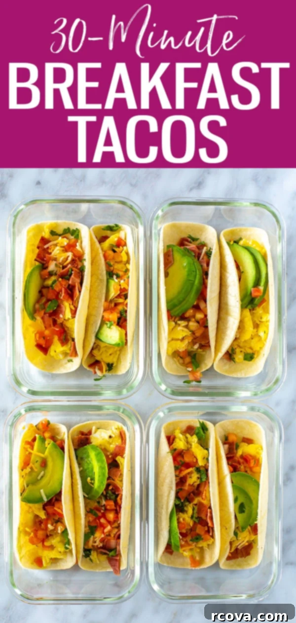 The Ultimate 30-Minute Breakfast Tacos 11 Who says tacos can't be eaten for breakfast? These Breakfast Tacos are the best - they're filled with eggs, bacon, and all the fixings! #breakfasttacos