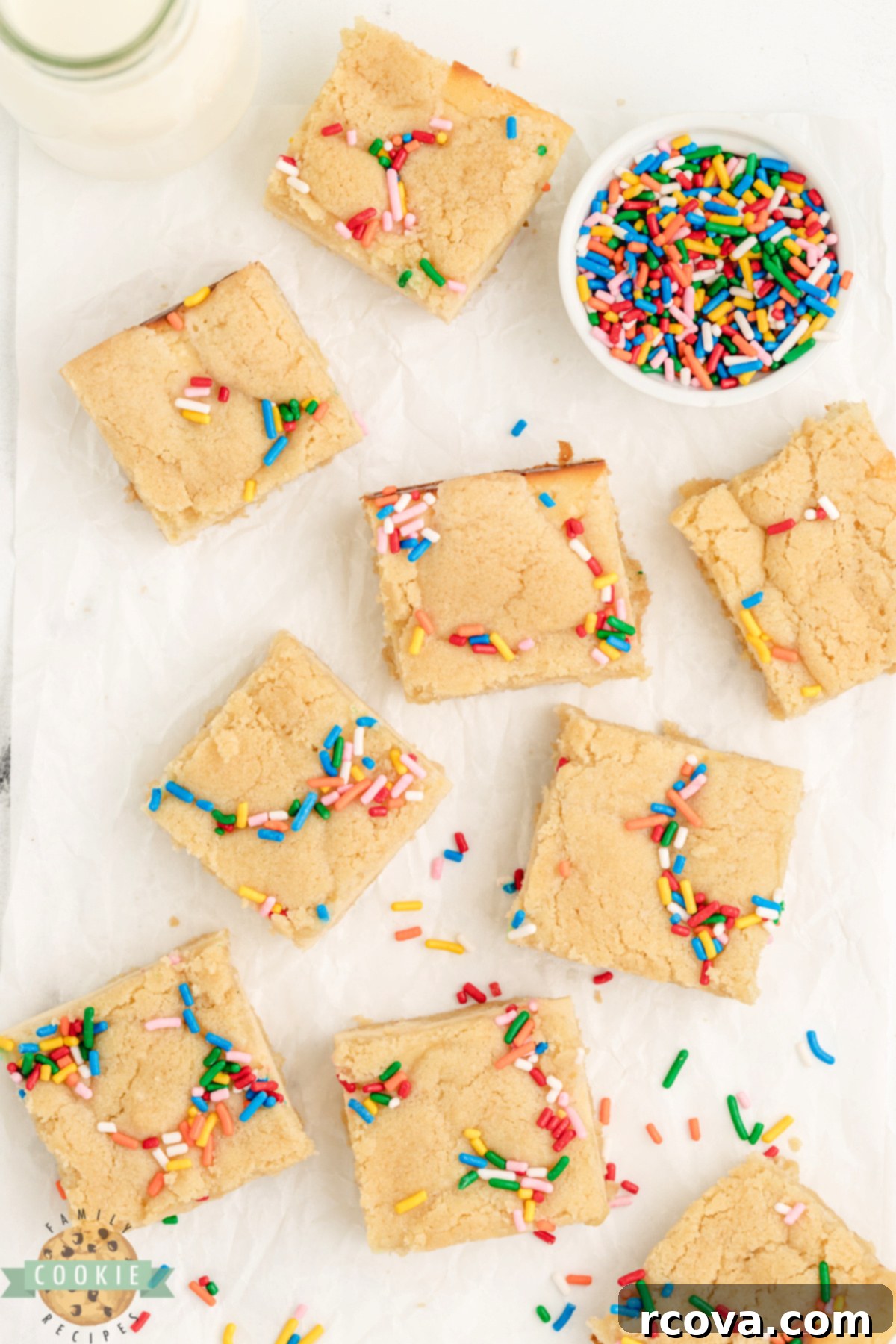 Sugar Cookie Cheesecake Bars 9 Cheesecake Sugar Cookie Bars are easy to make and delicious to eat! Just 6 ingredients for soft cookie crust and creamy cheesecake center.