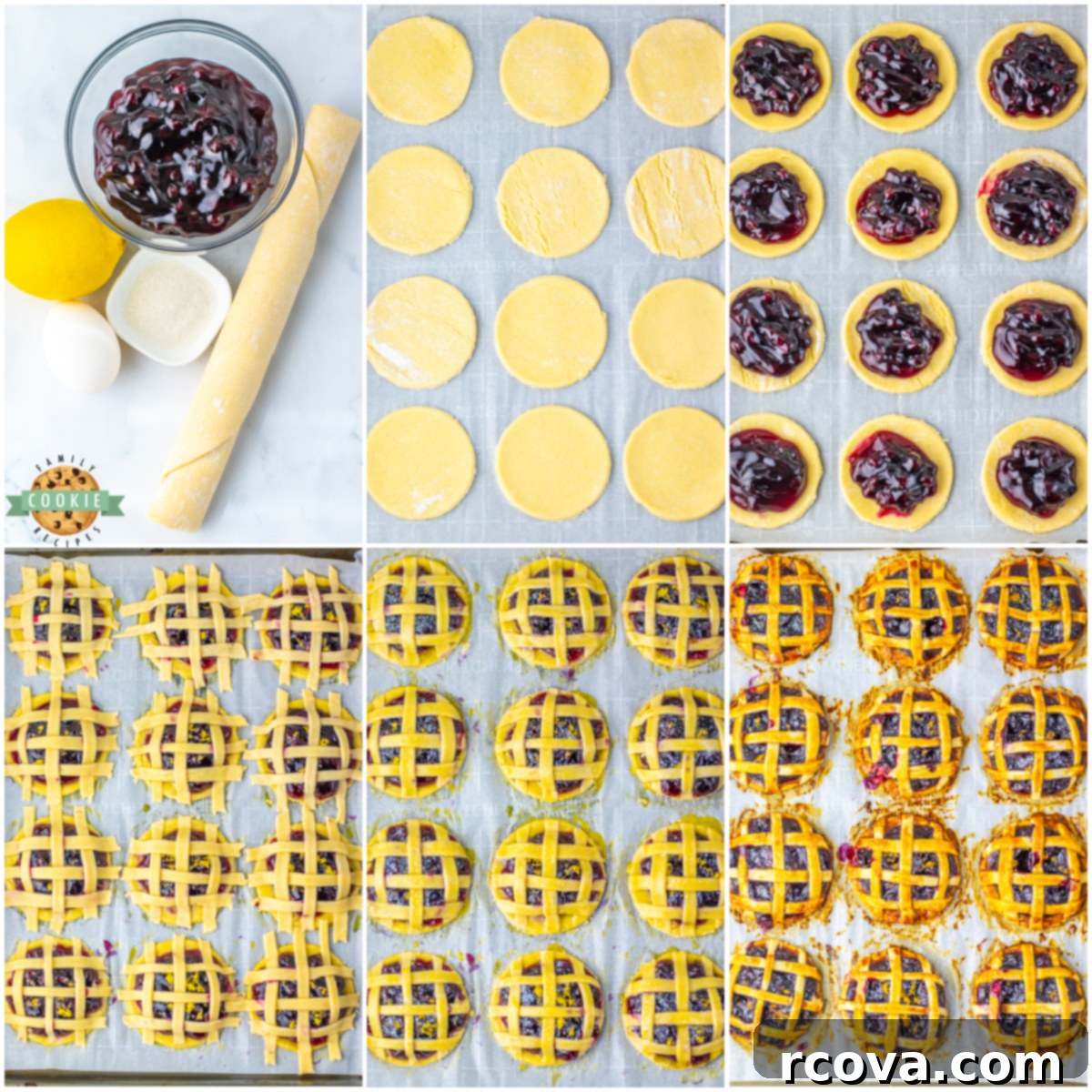 Sunshine Berry Cookie Pies 3 steps for making blueberry pie cookies
