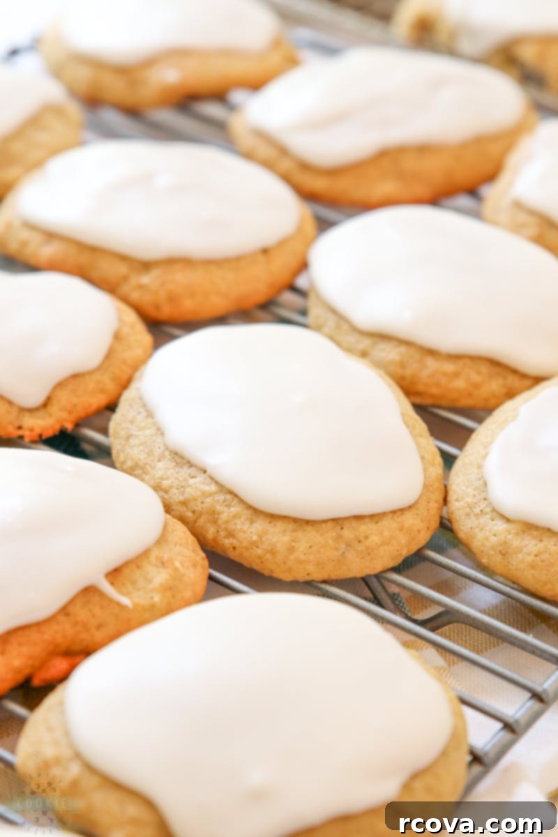 Banana Bread Cookie Bliss 3 Close-up of fluffy banana bread cookies on a cooling rack