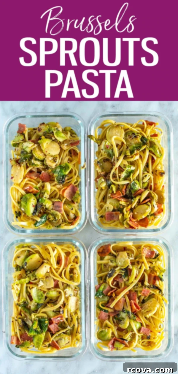 Bacon Brussels Sprouts Creamy Pasta 11 This Creamy Brussels Sprouts Pasta is an easy weeknight dinner. It has a delicious creamy parmesan sauce, lemony brussels sprouts and bacon! #brusselssprouts #pasta