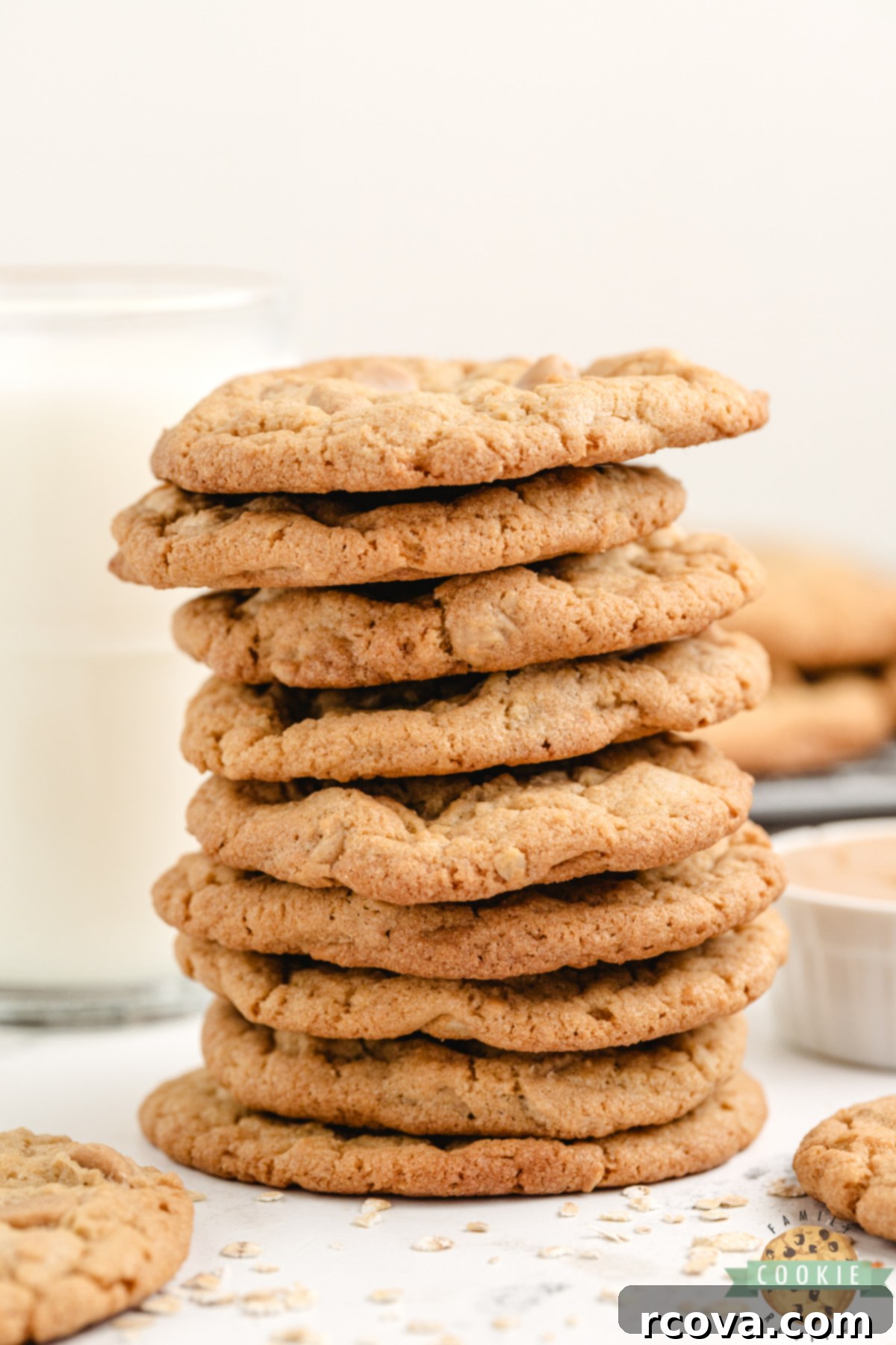 Crispy Peanut Butter Perfection 5 Stack of Crunchy Peanut Butter Cookies.