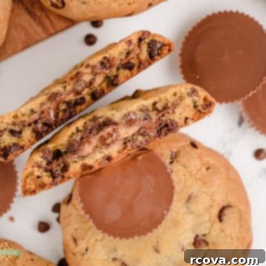 Reese's Peanut Butter Chocolate Chip Cookies 6 chocolate chip cookies stuffed with a reese's peanut butter cup