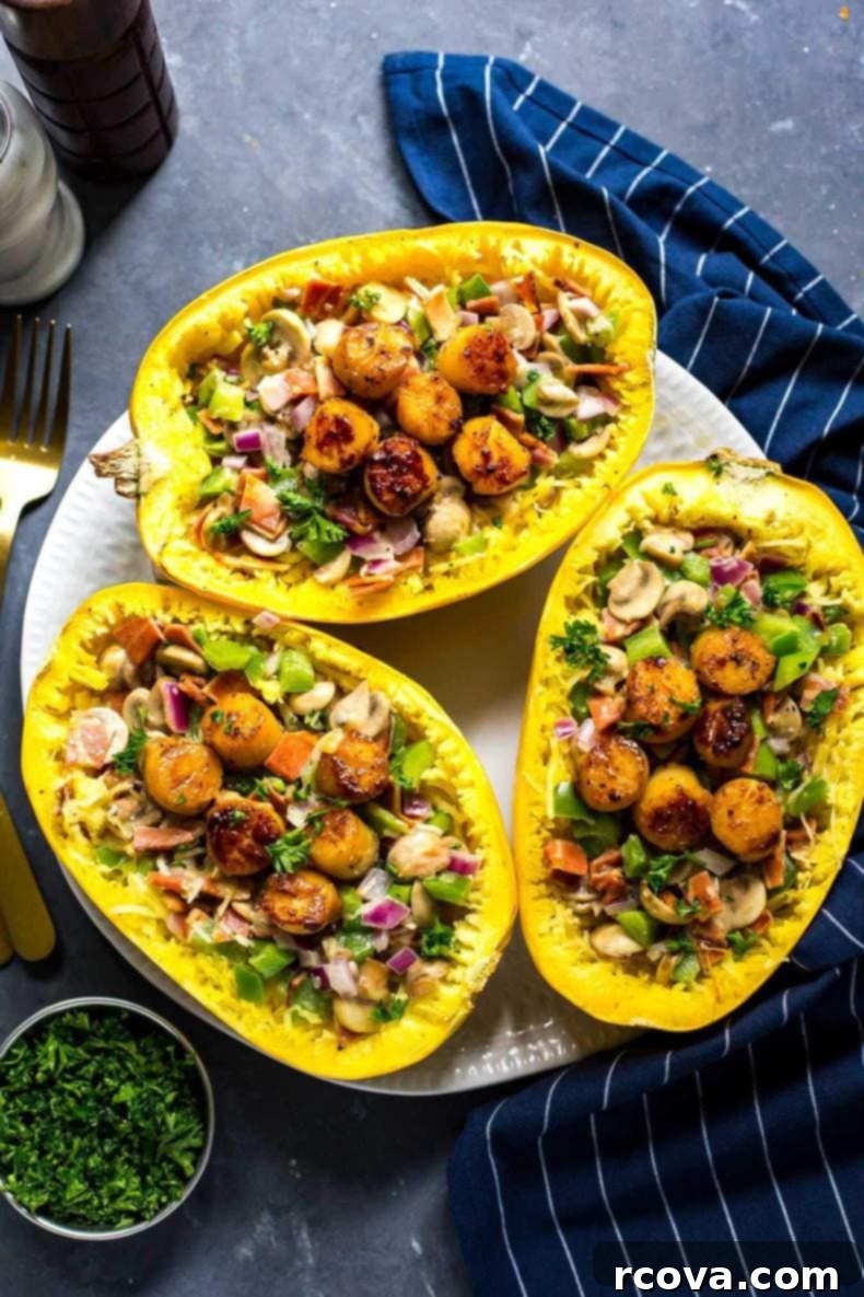 Top 10 Spaghetti Squash Recipes 7 Healthy Scallop Spaghetti Squash Carbonara