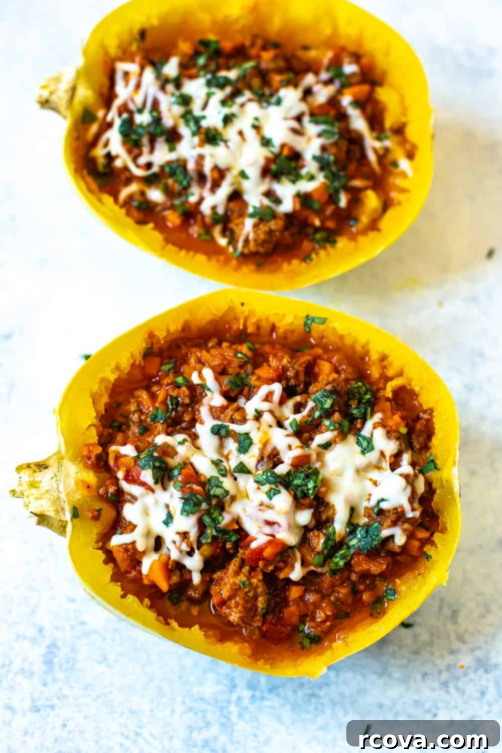 Top 10 Spaghetti Squash Recipes 10 Instant Pot Spaghetti Squash with Meat Sauce via Eating Instantly