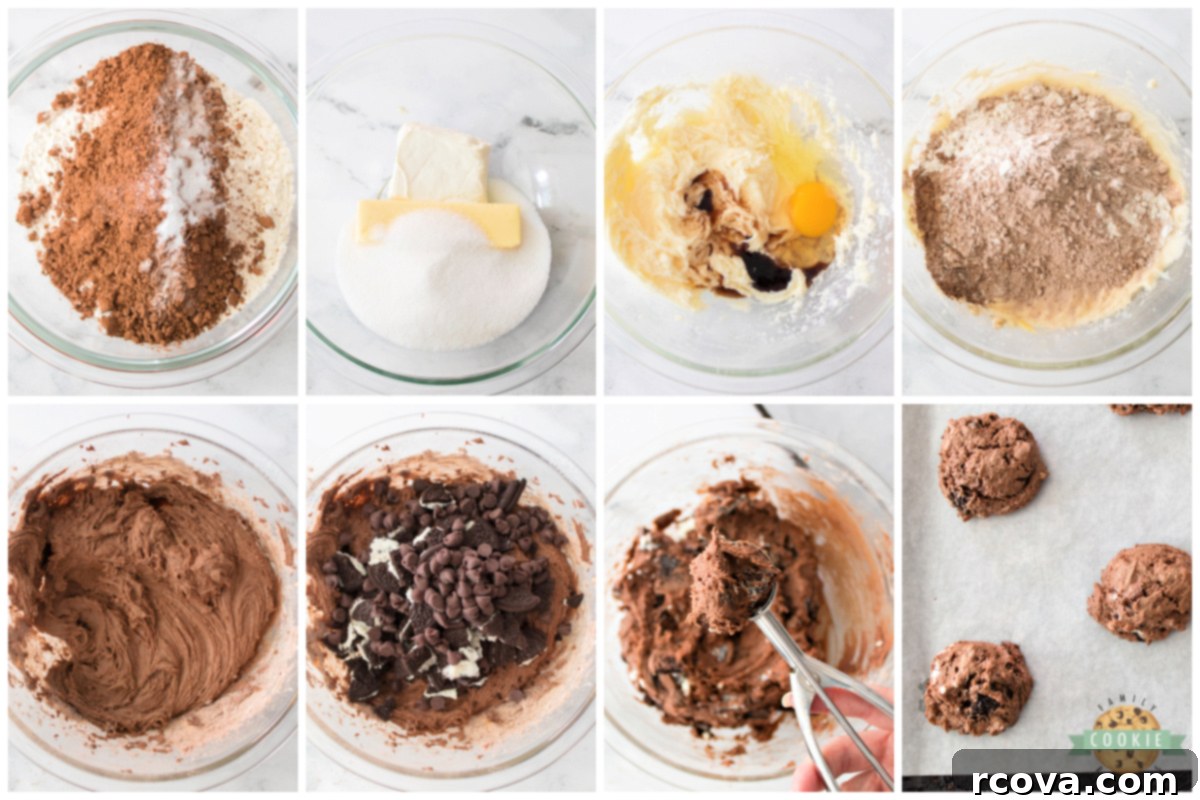Chocolate Oreo Cheesecake Cookie Dream 4 Step by step instructions on how to make Chocolate Oreo Cheesecake Cookies.